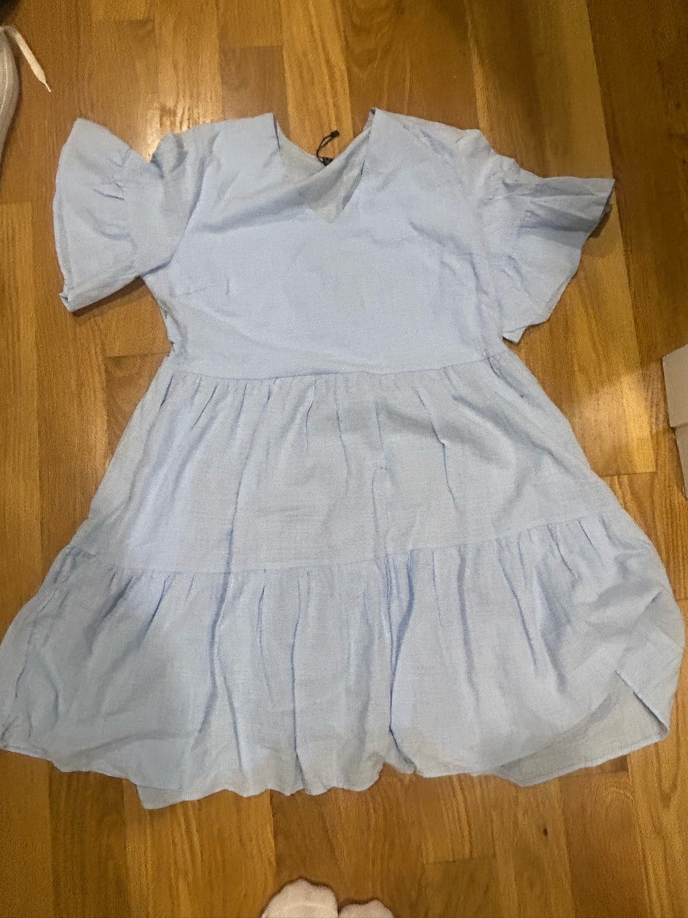 Light Blue Ruffle Tiered Mini Dress - Women's